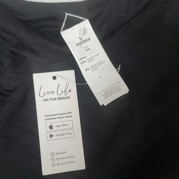 NWT The Cupshe Black Knotted Scalloped One Piece Swimsuit Small - Picture 6 of 12